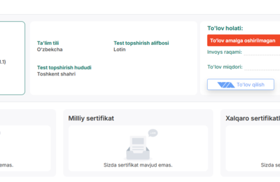 Test uchun to‘lov qilishni unutmang. Hali imkoniyat bor
