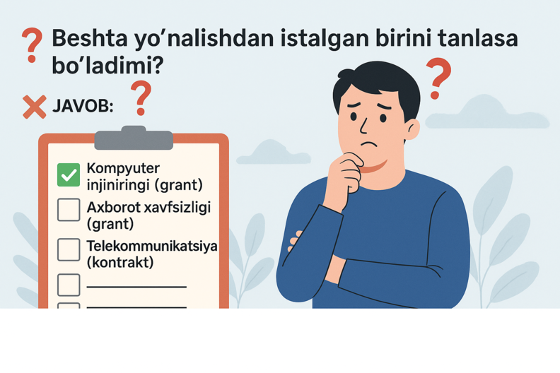 Beshta yo‘nalishdan istalganini tanlash mumkinmi?