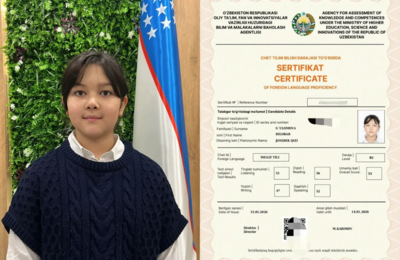 Buxorolik 5-sinf o‘quvchisi CEFR B2 darajali sertifikatni qo‘lga kiritdi