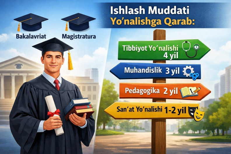 Grant asosida o‘qiganlar uchun majburiy ishlab berish muddati endi yo‘nalishga qarab belgilanadi