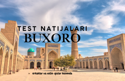 2025-yil test sinovlari natijalari bo‘yicha Buxoro viloyatida erkak/o‘g‘il va ayol/qiz abituriyentlarning natijalari