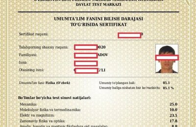 Abituriyent umumta’lim fanlaridan milliy sertifikat olsa uning natijalariga ballar qanday qo‘shib beriladi